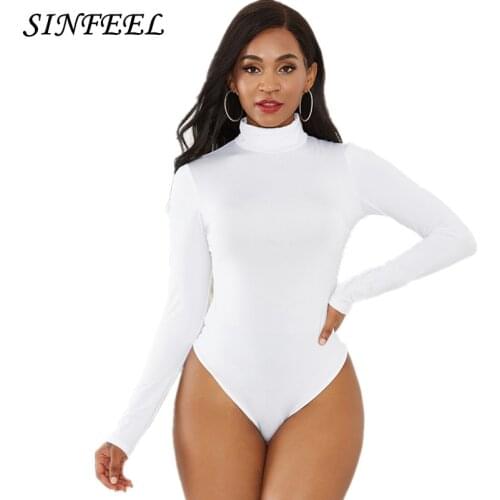 Long sleeve women sexy bodysuit 2019 autumn winter female turtle Neck warm clothes slim fit fashion solid lingerie body suit