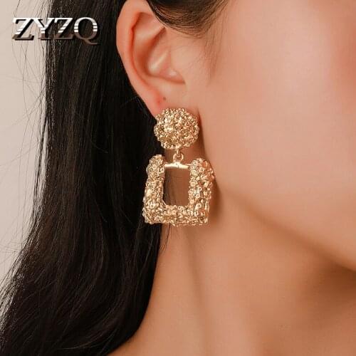 ZYZQ Christmas Gift Earrings For Women Fashion Hyperbole Geometric Design Old Fashion Frosted Luxury Accessories Earrings Hot