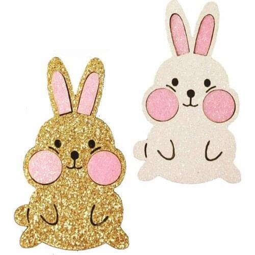 10pcs Glitter Bunny felts for DIY Baby Girl Rabbit Accessories Kawaii Easter Animal Hair Clips Kids Headwear