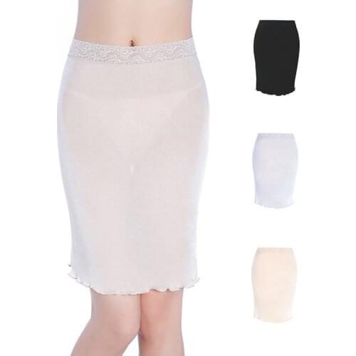 Birdsky OR-16, Women half slips petticoat chemise underskirt, high waist, 70% viscose 30% mulberry silk, 3 colors