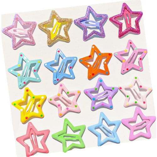 6/10/20pcs Snap Hair Clips for Girls Stars BB Hairpins Hair Clip Pins Metal Barrettes Baby Children Women Styling Accessories