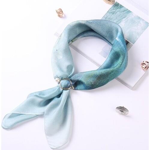 70*70Square Silk Women Scarf Print Small Hair Band Foulard Head Neck Female Headscarf Kerchief Female Bandana Shawl Accessories