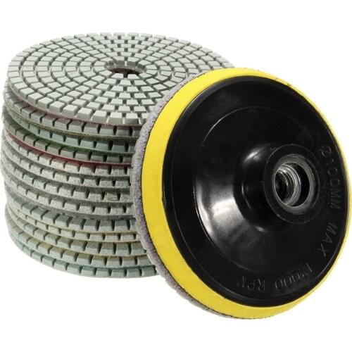 15Pcs/Set 4 Inch 30-6000 Grit Diamond Polishing Pads With Backer Pad REP Sticks Stone Wet Dry Granite Concrete Marble Tools