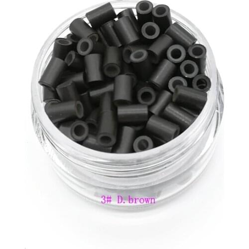 Freeshipping - 2000pcs 4.0mm With Silicone Copper Tube Rings Links Beads / Black D-Brown Brown L-Brown D-Blonde Blonde