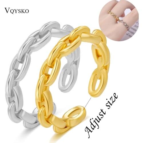 Gothic Adjustable Copper Cuff Rings for Woman Gold Color Fashion Jewelry European and American Wedding Party Gift Finger Ring