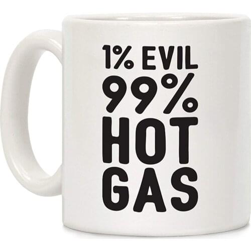 1% Evil 99% Hot Gas White 11 Ounce Ceramic Coffee Mug