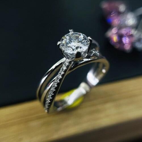 Creative Design Ring Silver Inlaid Carat Diamond Ring Light Luxury Elegant Charm Lady Anniversary Engagement Jewelry