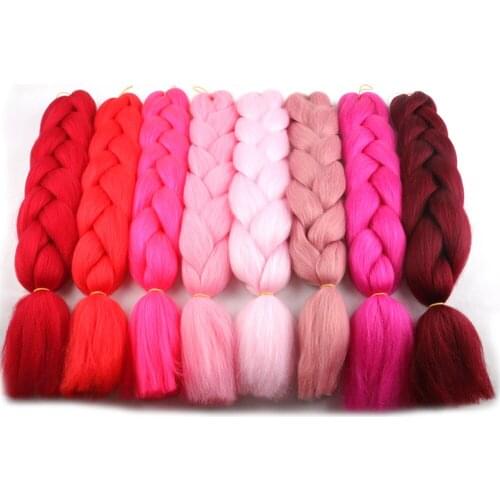 24 inch Pink Synthetic Crochet Jumbo Braids Hair Yaki Soft Hair Ombre Braiding Hair Extensions For Women Braid Hair Bundles