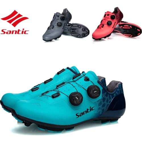 Santic Mens Bike Self-Locking Racing Team Mountain Carbon Fiber Cycling Shoes Non-slip Breathable Ultralight Bicycle Shoes