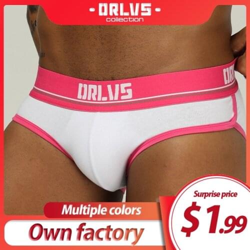 ORLVS Brand sexy gay briefs men jockstrap male underwear cueca tanga breathable quick dry kincker for men gay bikini briefs
