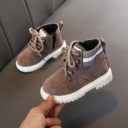 2021 new kids Autumn Winter Plush Children boots Boys Girls Martin Shoes Fashion Brand Soft Leather Warm Kids Boots