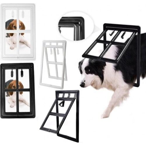 2021 New Pet Cat Door Lockable Plastic Small Large Dogs Gates 46*35CM Screen Window Security Flap Gates Pet Tunnel Dog Fence