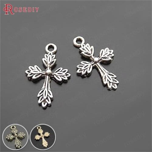 50PCS 26x17MM Antique Silver Zinc Alloy Cross Charms Pendants Jewelry Making Supplies Diy Findings Accessories