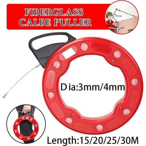 15/20/25/30M Fiberglass Fish Tape Reel Puller Conduit Ducting Rodder Pulling Wire Cable Ducting Rodder Pulling Wire Cable Puller