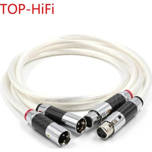 TOP-HiFi Pair Carbon Fiber XLR Balance Cable Hi-end Pure Silver 7NOCC Cable 2 XLR Male to 2 XLR Female Cable Balance Cord