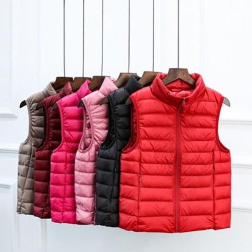 Ultra Light Down Vest Womens Autumn Winter 90% White Duck Down Vest Waistcoat Stand Collar Sleeveless Down Waistcoat Coat