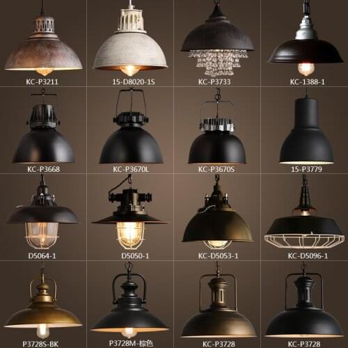 Lámpara de techo Edison Vintage de Metal rústico luces Retro sombra de brillo lámpara para colgar lámpara Industrial lámparas de