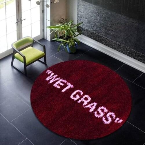 Wet Grass Maroon Pattern Round Rug, Maroon Round Carpet, Circle Area Rug, Modern Round Carpet, Popular Rug, Home Decoration