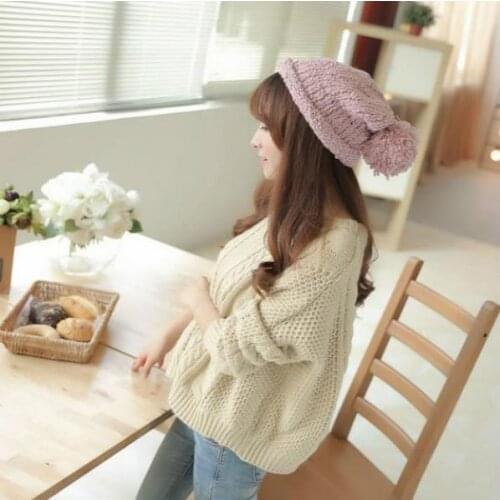 Korean lady winter circle yarn pure chromosphere Ball Cap Hat Baotou wool knitted hat