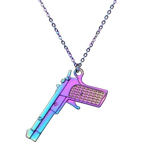 Gun Necklaces For Women Men Chain Rainbow Around The Neck Jewelry 2021 Bijouterie Hip Hop Necklace Pendants 2021 Trendy Choker