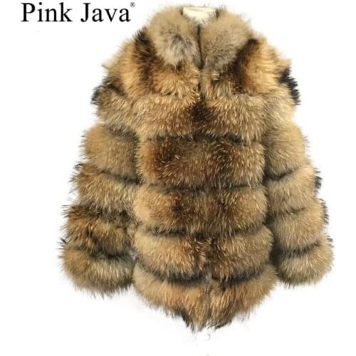 Ppink java QC19118 women fur coat real raccoon fur coat natural fur new arrival hot sale fashion fur coat