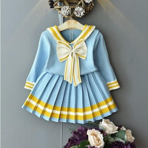 Winter Christmas and New Year Girl Clothing Sweater Set Cute College style Pullover Outfits Kids Top and Dress Toddler Costumes