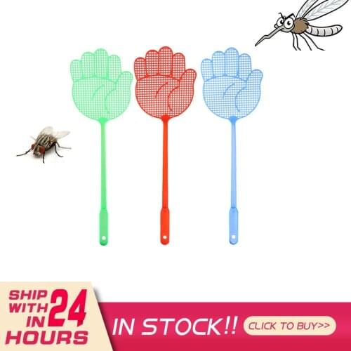 1Pcs Portable Mini Cute Palm Pattern Plastic Fly Swatter Lightweight Household Flapper Mosquito Bug Pest Control Color Random