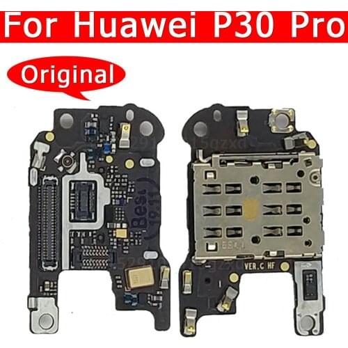 100% Original For Huawei P30 Pro SIM SD Card Slot Holder Conecction Board Microphone Mic Flex Replacement Repair Spare parts