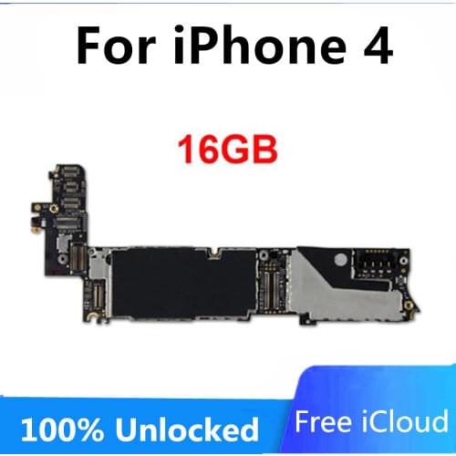 Factory Unlocked For iPhone 4 Motherboard Main Logic Board Without Touch ID Support OS Update With Chips Free Shipping 8/16/32GB
