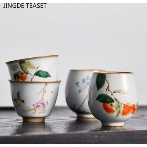 Retro pottery Teacup Handmade Creative crack Tea Bowl Chinese Ceramic Tea set Accessories Personal Single Cup Master Cups