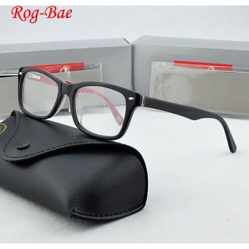 2019 RogBae Brand Glasses Frame Women Vintage Optical Glasses Frame Men Spectacles Design Acetate Frame Computer Eyeglasses 5228