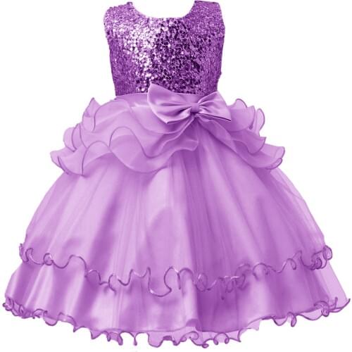 2021 3-13 Year Fashion Sequins Bow Princess Arty Dress For Kids Wedding Uropean Clothes Child HildrenS Party Summer Beach Dress