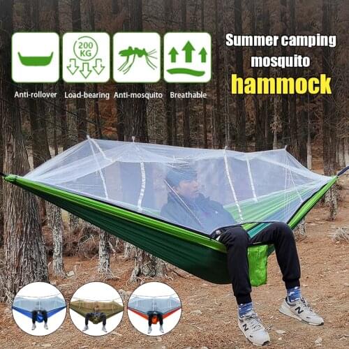 210T Nylon Outdoor Travel Camping Tent Hanging Hammock With Mosquito Net Awning Waterproof Lightweight Hanging Swing Canopy