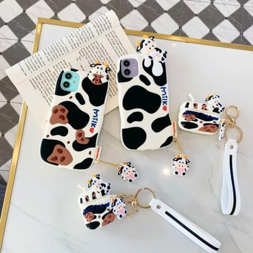 3D Cartoon cute milk cow phone Case for Apple iphone 7 8 plus X xs max XR 11 12 pro max 12 mini Silicone soft cases Cover capa