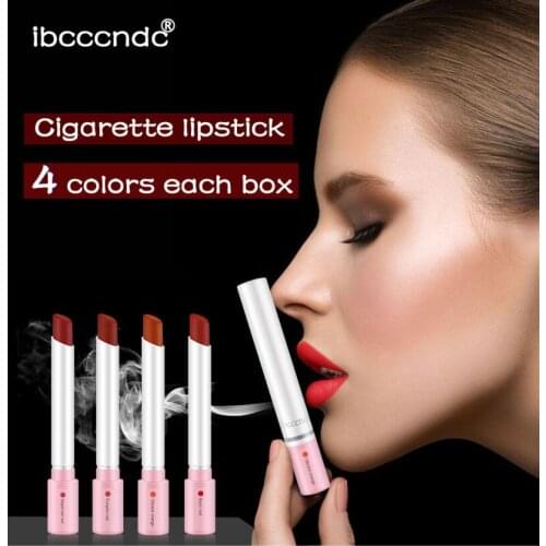 Ibcccndc Lip Color 4PCS/Set Cigarette Lipstick Matte Long-lasting Smoke Tube Lipstick Velvet Red Little Smoke Lip Tint