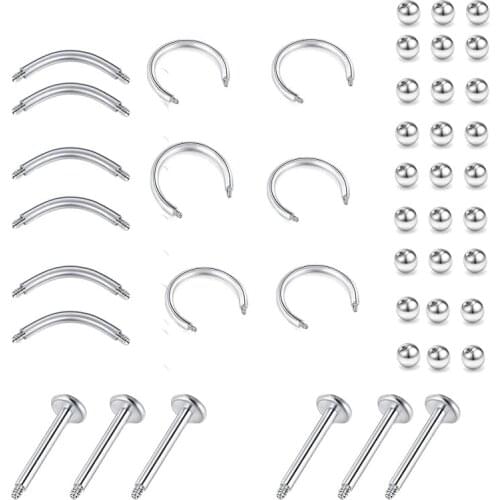 50Pcs Hot Selling Steel Screw Ball Nail Piercing Nose Eyebrow Circle Screw Ball Replacement Accessories Body Jewelry