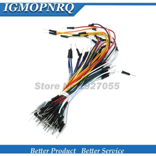 65pcs/lot Breadboard Jump Wire Cable Male to Male Flexible Wires for Breadboard DIY Starter Kit free shipping