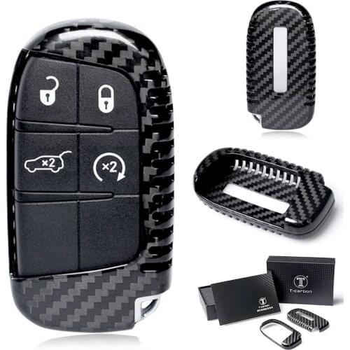 Carbon Fiber Car Remote Fob Key Case Cover For Jeep Dodge Cherokee Renegade