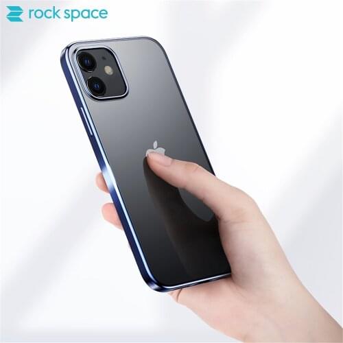 Rock space Plating Case for iPhone 12 Mini Cover Soft TPU Ultra Thin Crystal Rubber Back Case for iPhone 12 Pro Max/12/12 Pro
