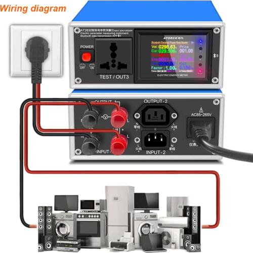 AT2630 AC Ammeter Voltmeter digital wattmeter socket electric usb tester voltage current multimeter power meter charge indicator