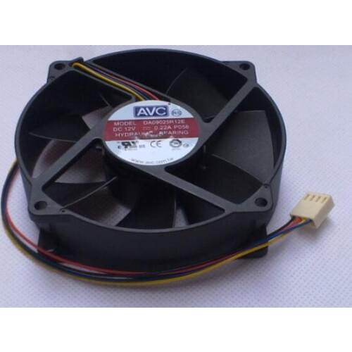 AVC 9025 DA09025R12E 12V 0.22A 9CM Circular Fan Hydraulic 4-wire Temperature Control Silence