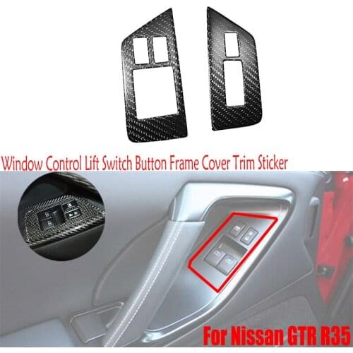 For Nissan GTR R35 2008-2016 Real Carbon Fiber LHD Window Control Lift Switch Button Frame Cover Trim Set Interior Decoration