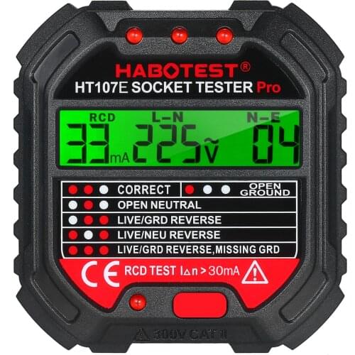 HABOTEST GFCI Outlet Tester with Voltage Display 90-250V Socket Tester Automatic Electric Circuit Polarity Voltage Detector
