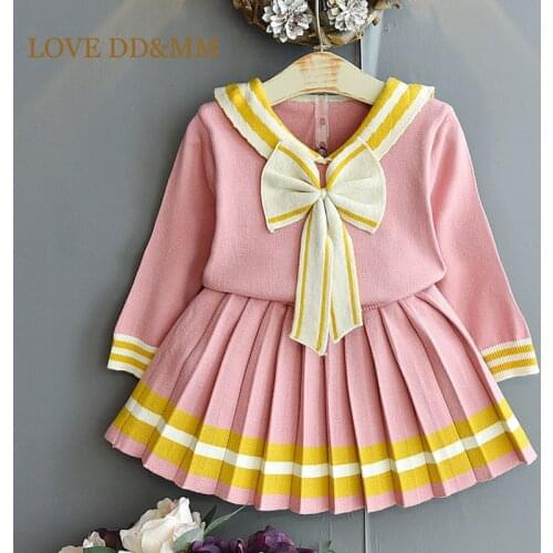 LOVE DD&MM Girls Sets Winter Clothes Autumn Long Sleeve Bow Knit Skirt Girls Clothing Suit Outfits Kids Clothes Children Costume