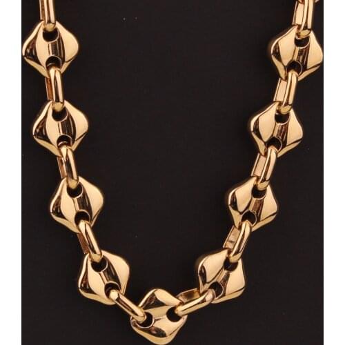 Hotsale Charming Cool Gold 316L Stainless Steel Necklace Rhombus Link Chain Men 's Jewelry Necklace Wholesale