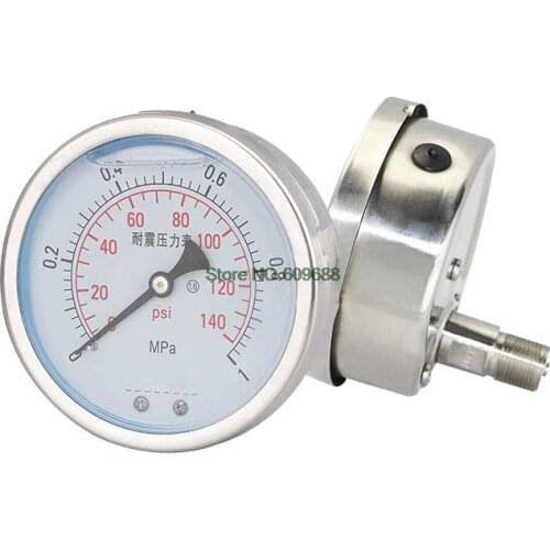 Stainless Steel Pressure Gauge YN100ZBF M20*1.5 Axial Borderless Shock-proof