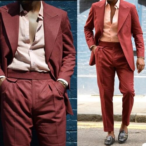 Fashion Men Tuxedos Suits Peaked Lapel Single Breasted Pocket Blazer Custom Made Business Daily Streetwear Party Prom Coat