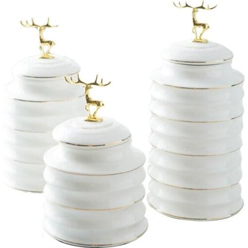 Fashion threaded ceramic storage jars with lids, tea cans, crafts, home decoration ceramic ornaments