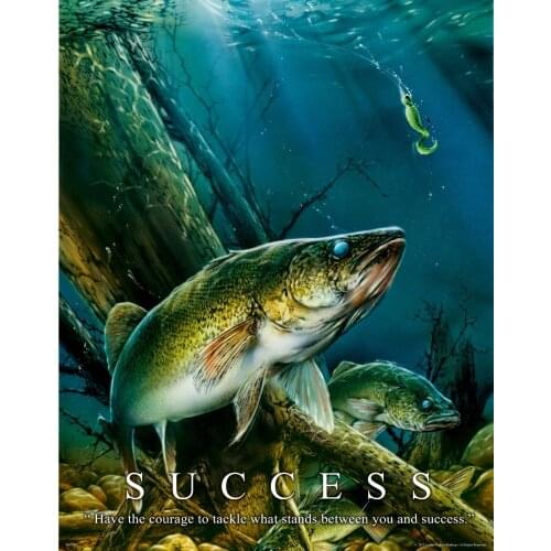 Walleye Fishing Motivational Art print Silk poster Home Wall Decor