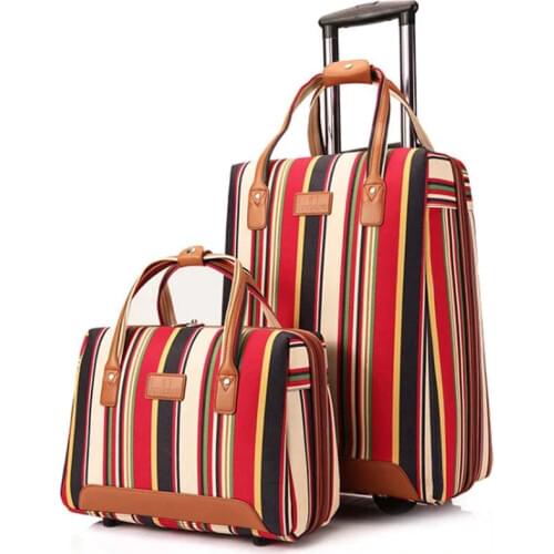 GraspDream oxford Rolling Luggage set Spinner Women Men Brand Suitcase Wheels stripe Carry On 20 inch Travel Bags